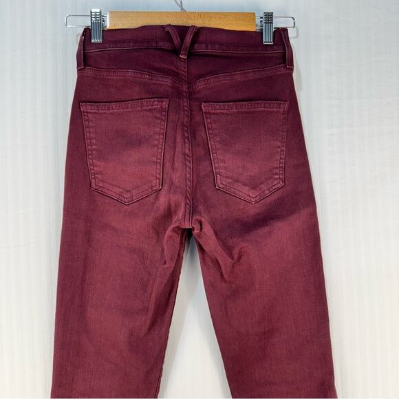 Veronica Beard Beverly Skinny Flare High-Rise Burgundy Red Denim Jeans Size 24 - Picture 9 of 10